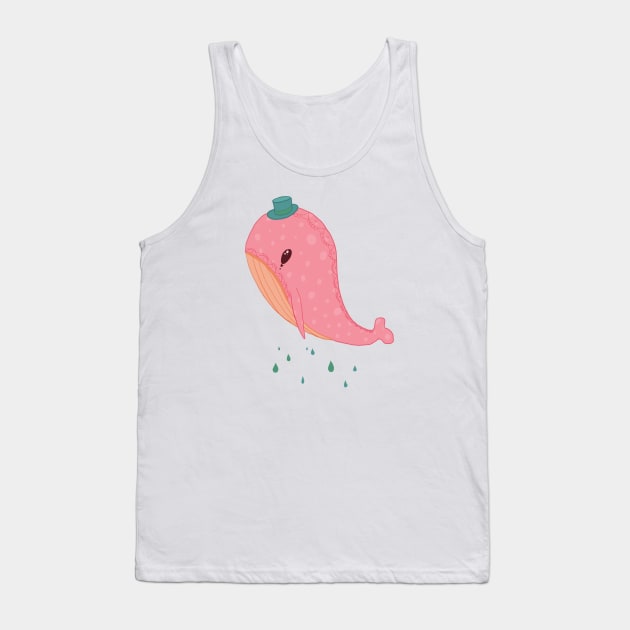 pink whale Tank Top by moonlitdoodl